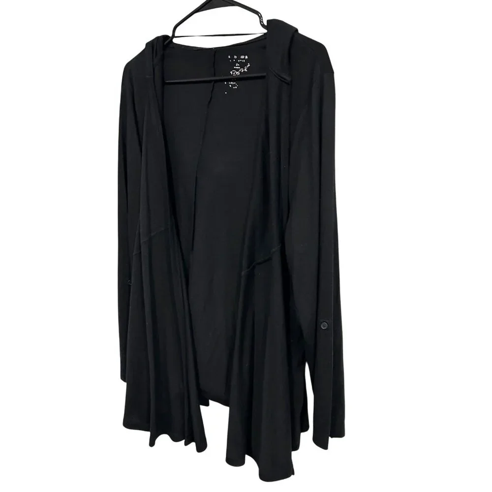 Sonoma Womens Black Hooded Cardigan Size 2X - Picture 3 of 9